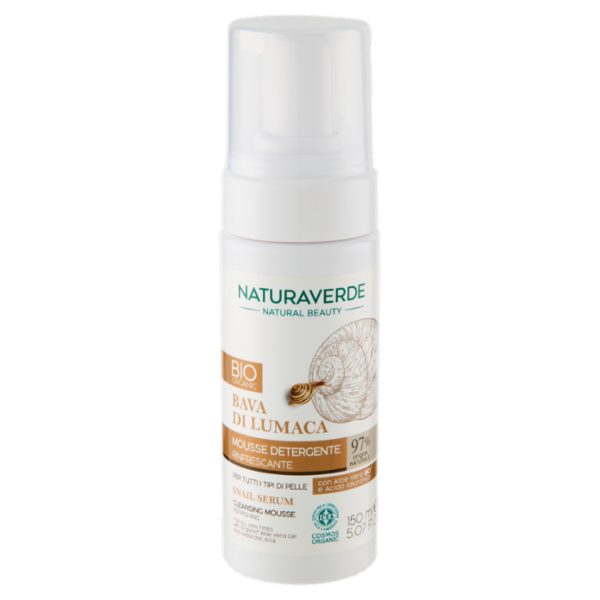 Naturaverde Natural Beauty Bio Bava di Lumaca Mousse Detergente Rinfrescante 150 ml