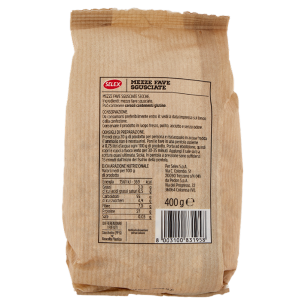 Selex Legumi Secchi Mezze Fave Sgusciate 400 g