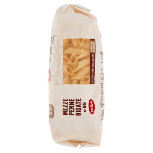 Selex Pasta di Semola Trafilata al Bronzo Mezze Penne Rigate 500 g