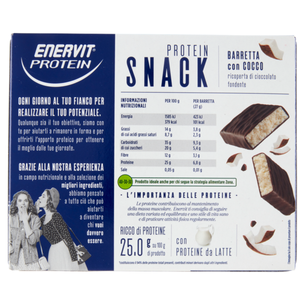 Enervit Protein Protein Snack Barretta con Cocco 8 x 27 g