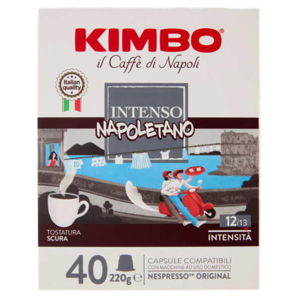 Kimbo Intenso Napoletano Capsule Compatibili con Macchine Nespresso* Original 40 x 5,5 g