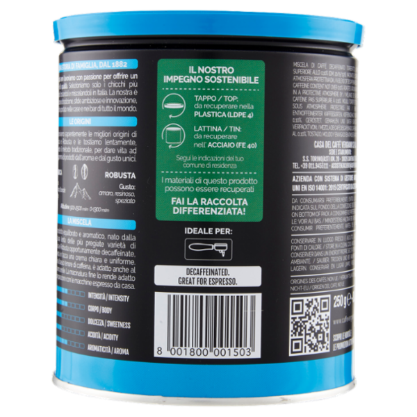 Caffè Vergnano 1882 Decaffeinato Macinatura Espresso 250 g