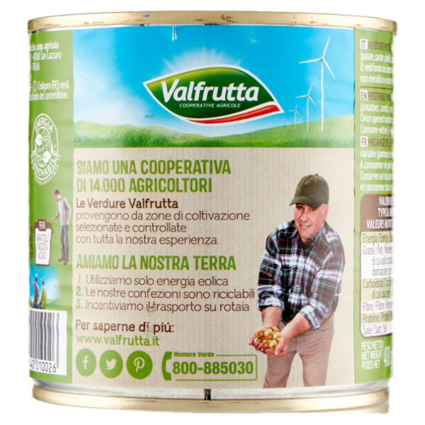 Valfrutta Verdure Miste patate, carote e piselli 400 g