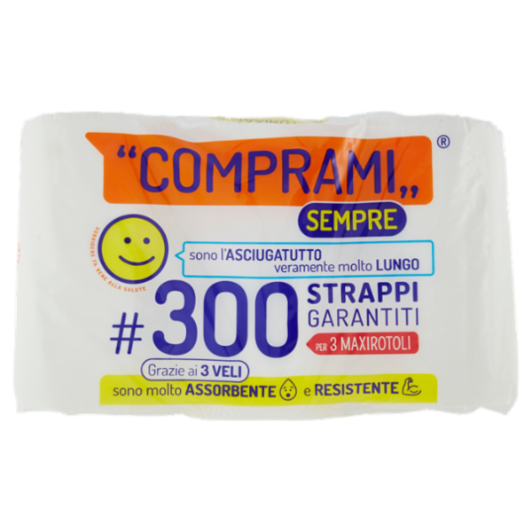 Comprami Sempre Asciugatutto 300 Strappi Maxirotolo 3 Veli 3 pz
