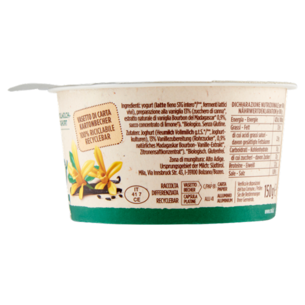 mila Bio Yogurt Intero Vaniglia 150 g