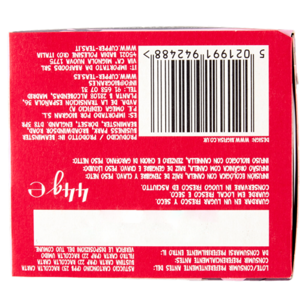 CUPPER Love Me Truly Chai Infuso Biologico con Cannella, Zenzero e Cardamomo, 20 Bustine 44 g