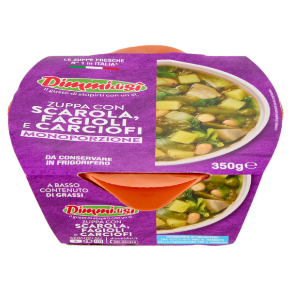 DimmidiSì Zuppa con Scarola, Fagioli e Carciofi Monoporzione 350 g