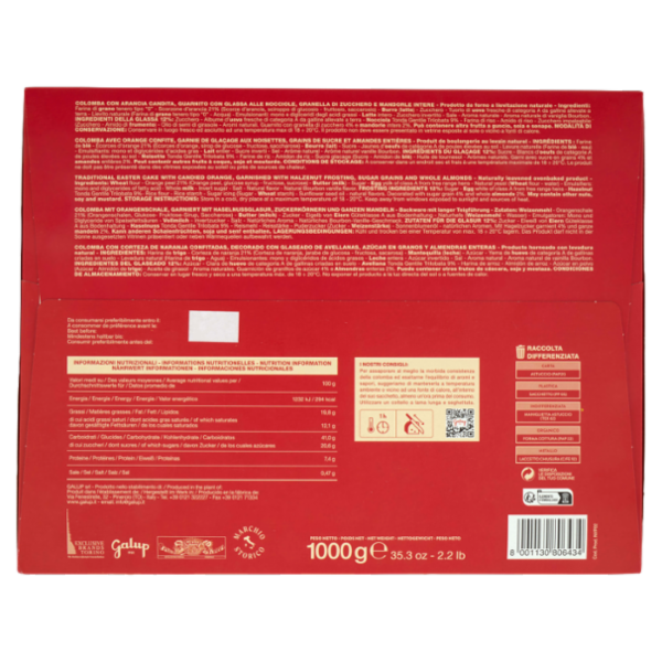 Galup la Colomba Tradizionale con Glassa alle Nocciole 1000 g