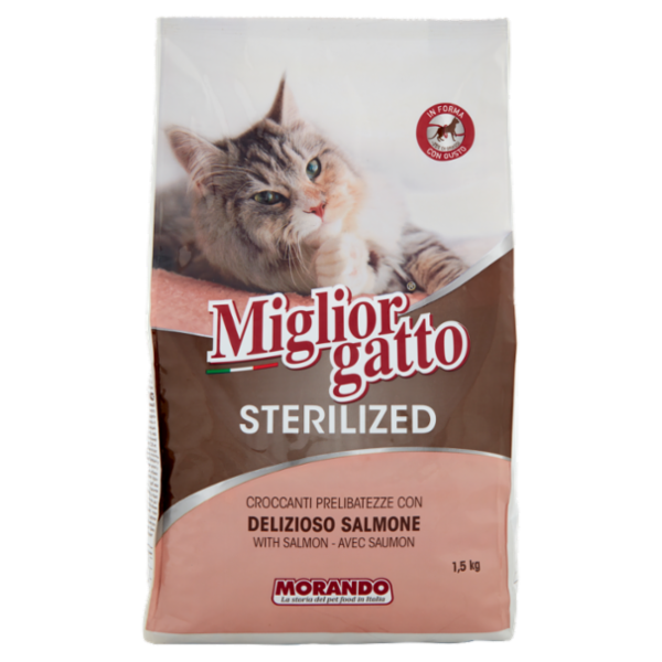Migliorgatto Sterilized Croccanti Prelibatezze con Delizioso Salmone 1,5 kg
