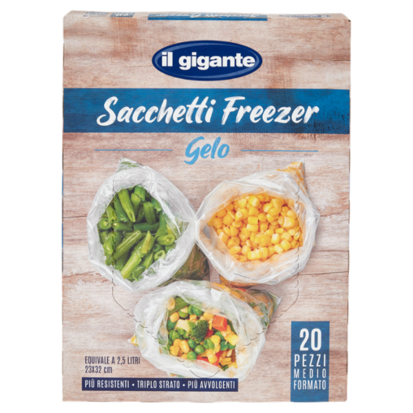 IL GIGANTE Sacchetti Freezer Gelo Medio Formato 23x32 cm 20 pz