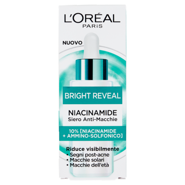 L'Oréal Paris Bright Reveal Siero Anti-Macchie 10% [Niacinamide + Acido Ammino-Solfonico], 30 ml