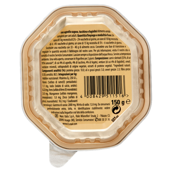 Cesar selezioni dell'orto con Agnello Sugoso, Tacchino & Fagiolini 150 g