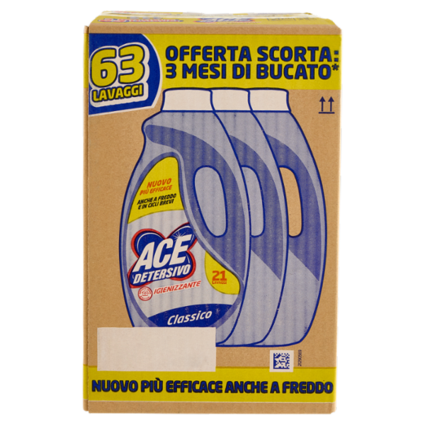 Ace Detersivo Igienizzante Classico 3 x 21 Lavaggi 3 x 1050 ml