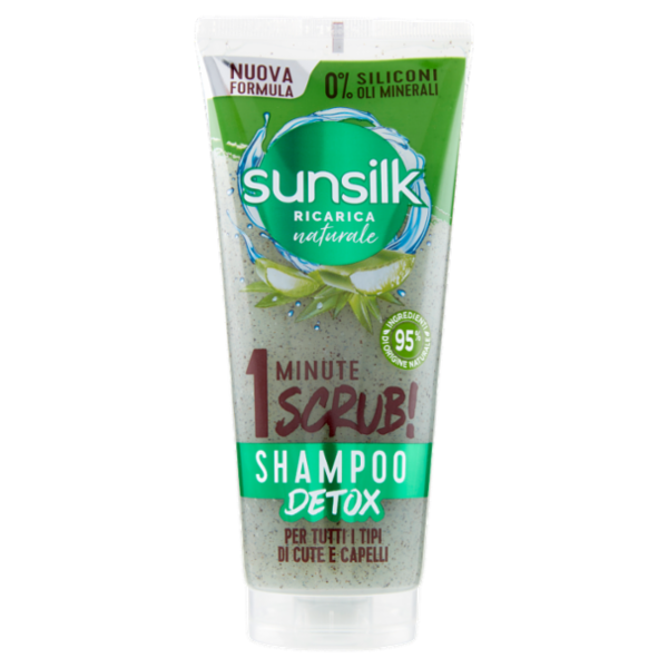 sunsilk Ricarica Naturale 1 Minute Scrub! Shampoo Detox per Tutti i Tipi di Cute e Capelli 200 ml