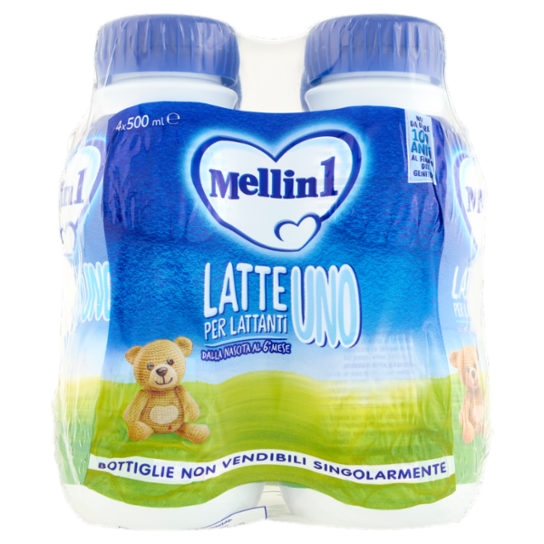 MELLIN 1 - Latte di Partenza Liquido per Lattanti dalla nascita al 6° mese compiuto, 4x500ml