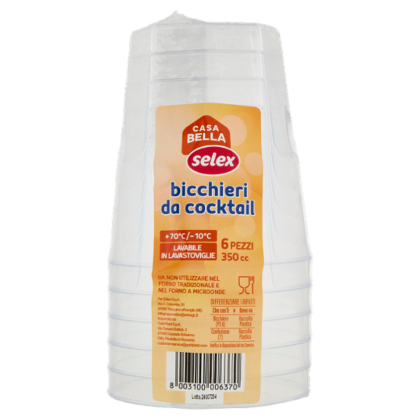 Selex Casa Bella Bicchieri per Cocktail Trasparenti 350 cc 6 pezzi