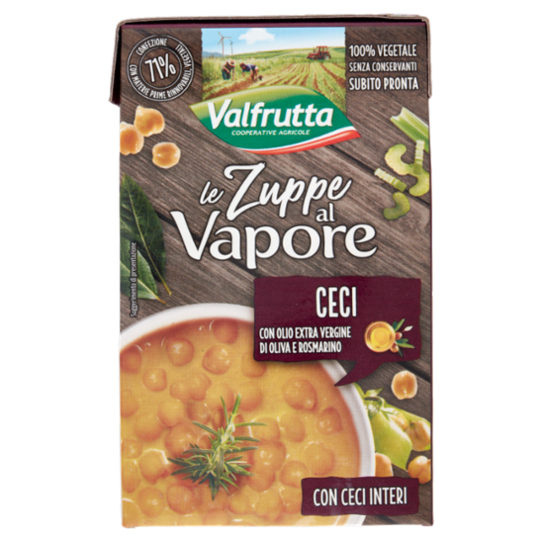 Valfrutta le Zuppe a Vapore Ceci con Olio Extra Vergine di Oliva e Rosmarino 500 g