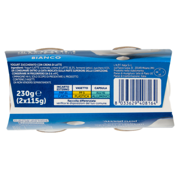 PARMALAT Piacere di Yogurt Bianco 2 x 115 g