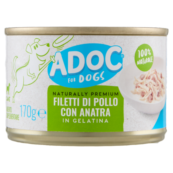 ADoC For Dogs Naturally Premium Filetti di Pollo con Anatra in Gelatina 170 g