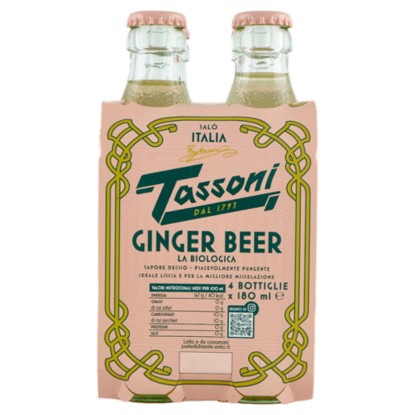 Tassoni Ginger Beer la Biologica 4 x 180 ml