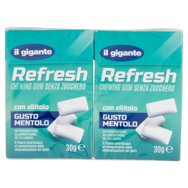 IL GIGANTE Refresh Chewing Gum Senza Zucchero Gusto Mentolo 2 x 30 g
