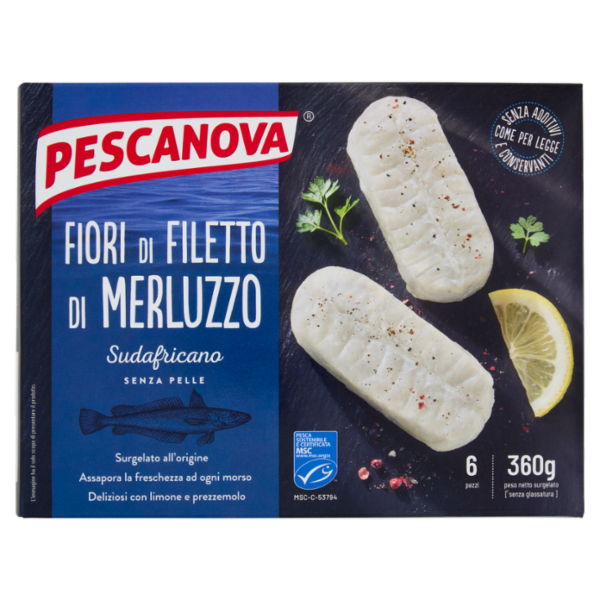 Pescanova Fiori di Filetto di Merluzzo Sudafricano Senza Pelle 6 pezzi 360 g