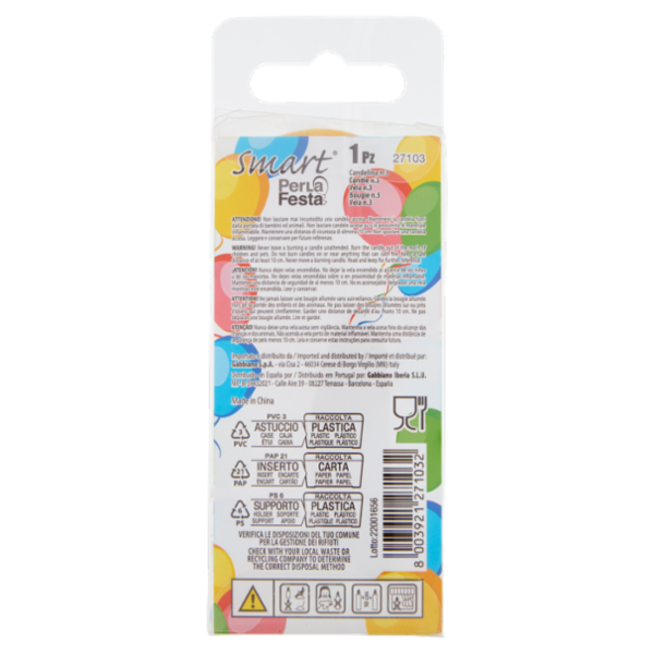 Smart PerLa Festa Candelina Numerale 3 1 pz