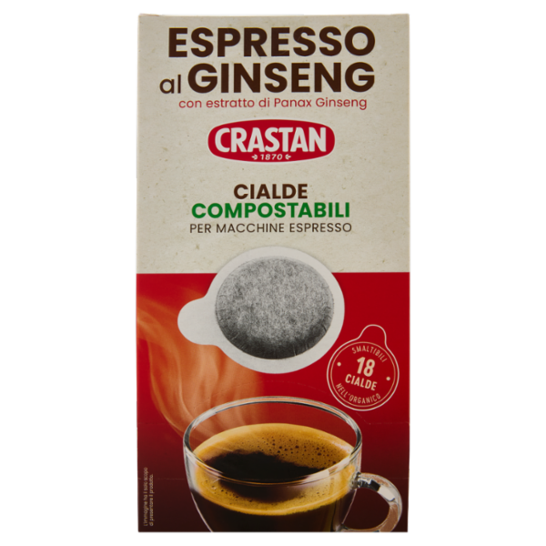 Crastan Espresso al Ginseng Cialde Compostabili per Macchine Espresso 18 x 7 g