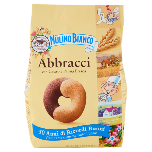 Mulino Bianco Abbracci Biscotti con Cacao e Panna Fresca 350g