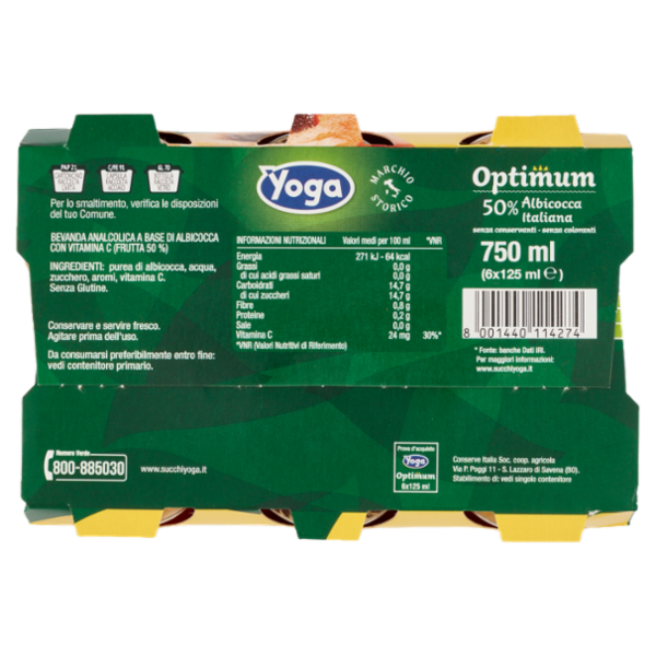 Yoga Optimum 50% Albicocca Italiana 6 x 125 ml