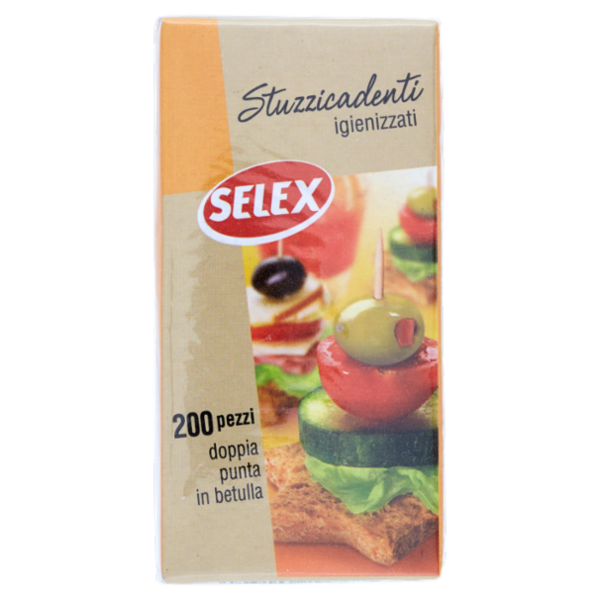 Selex Stuzzicadenti Doppia Punta in Betulla 200 pezzi
