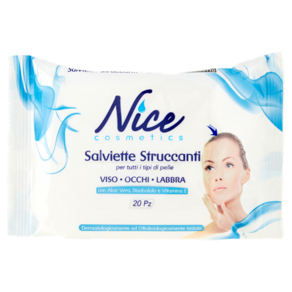 Nice cosmetics Salviette Struccanti per tutti i tipi di pelle 20 pz