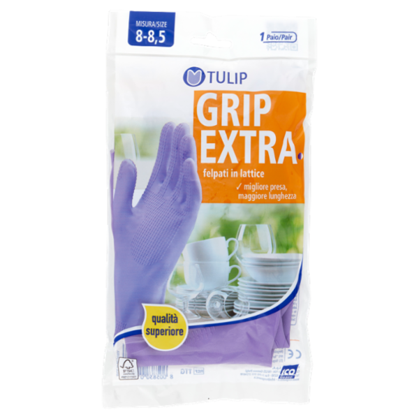 Tulip Grip Extra Guanti felpati in lattice Misura 8-8,5 1 Paio