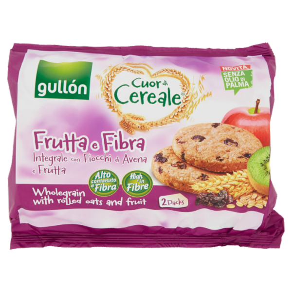 Gullón Cuor di Cereale Frutta e Fibra Integrale con Fiocchi di Avena e Frutta 2 x 300 g