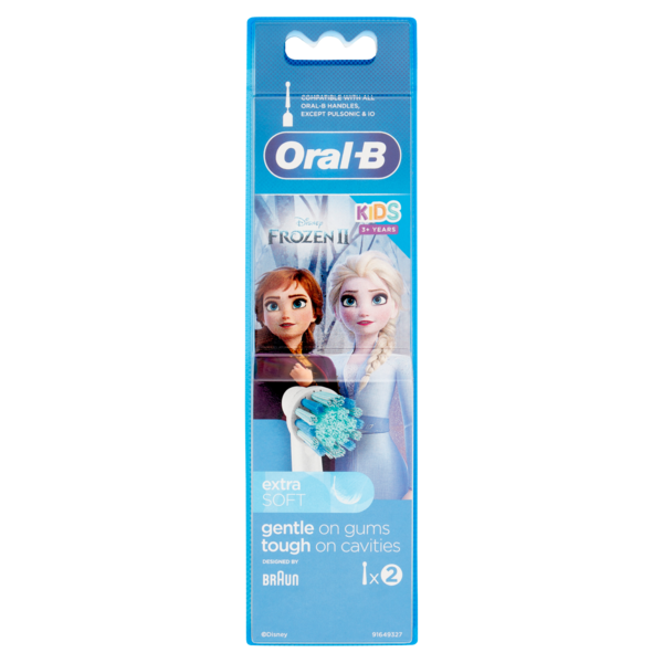 Oral-B Testine Ricambio Spazzolino Elettrico Denti Bambini Disney Frozen II Kids +3 anni 2 Refills