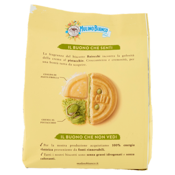 Mulino Bianco Baiocchi Biscotti Snack Farciti con Crema al Pistacchio 240g