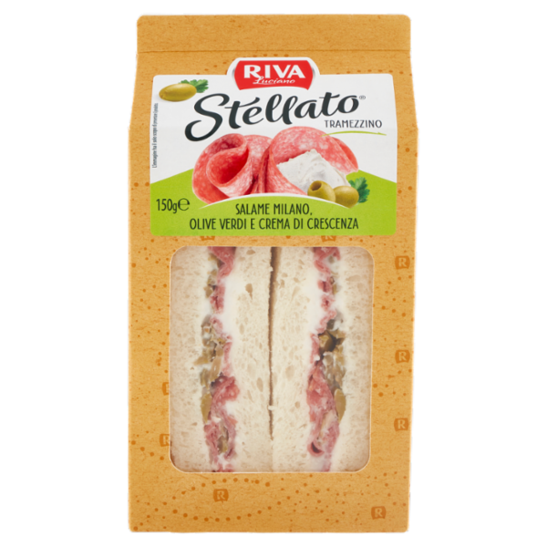 Riva Stellato Tramezzino Salame Milano, Olive Verdi e Crema di Crescenza 150 g