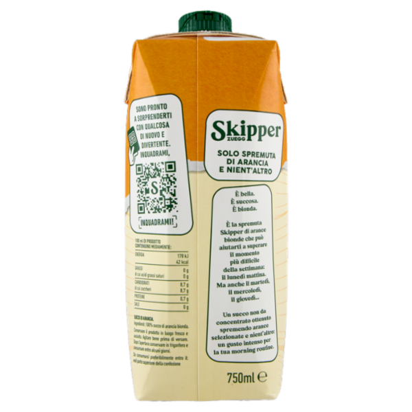 Zuegg Skipper 100% Frutta Spremuta Arancia Bionda 750 ml