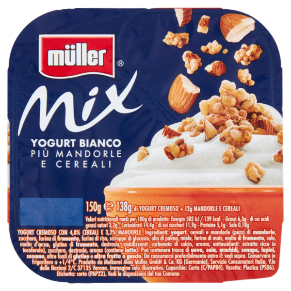 müller Mix Yogurt Bianco Più Mandorle e Cereali 150 g