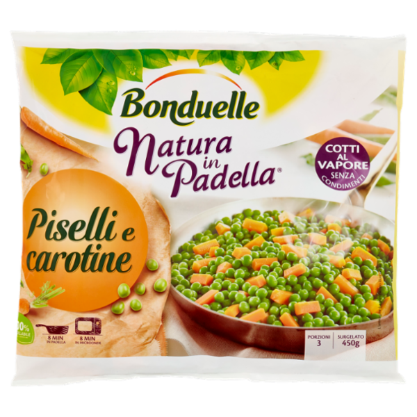 Bonduelle Natura in Padella Piselli e carotine Surgelato 450 g
