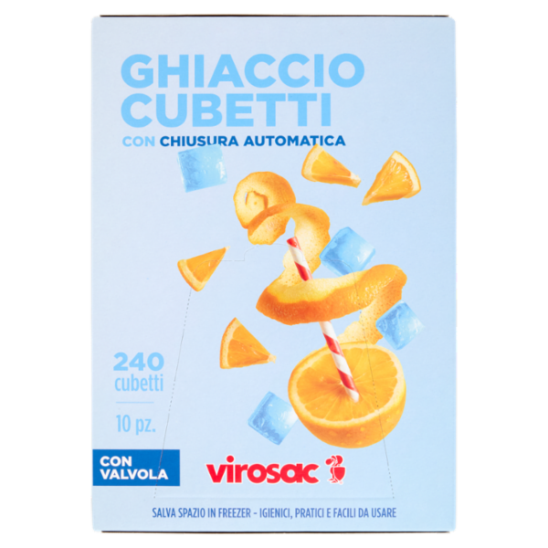 virosac Ghiaccio Cubetti con Chiusura Automatica 240 cubetti 10 pz