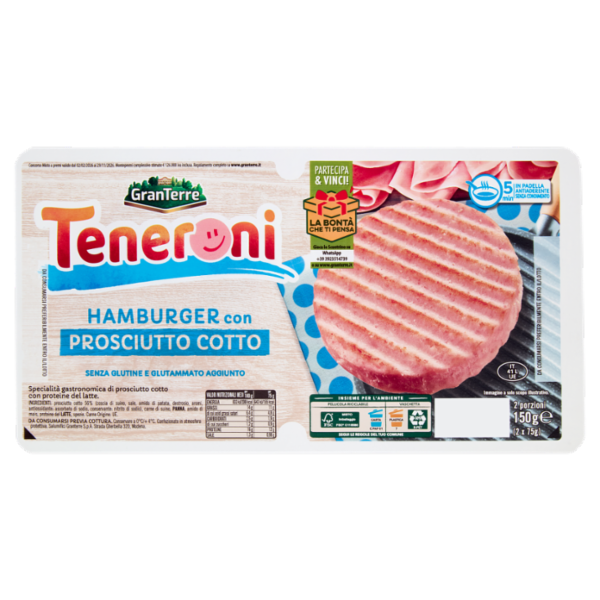 Teneroni Hamburger con Prosciutto Cotto 2 x 75 g