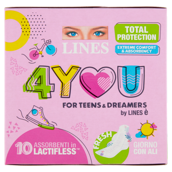 Lines 4You Assorbenti in Lactifless Giorno con Ali 10 pz