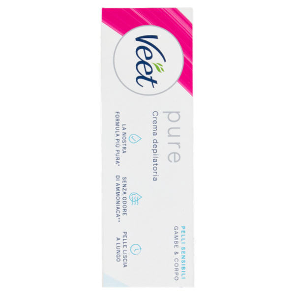 Veet Pure Crema Depilatoria Pelli Sensibili, per Gambe, Braccia, Ascelle e Zona Bikini, 200 ml