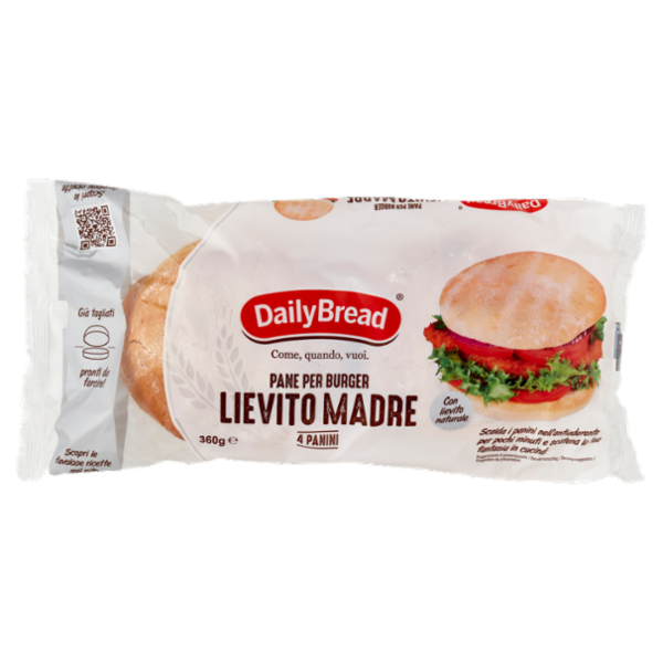DailyBread Pane per Burger Lievito Madre Panini 4 x 90 g