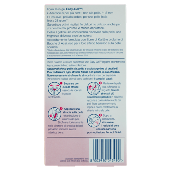 Veet Strisce Depilatorie per Gambe, Braccia, Ascelle e Zona Bikini, Confezione da 16 Strisce