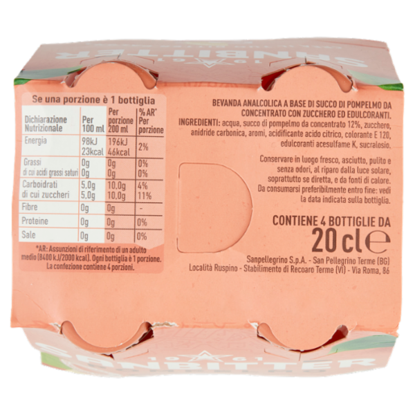 SANBITTÈR Pompelmo 4x20cl