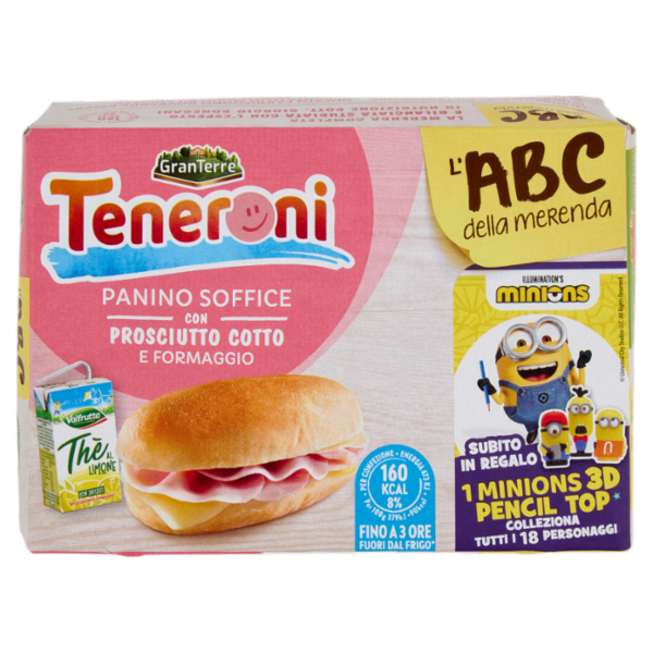 Teneroni Panino Soffice con Prosciutto Cotto e Formaggio 180 g
