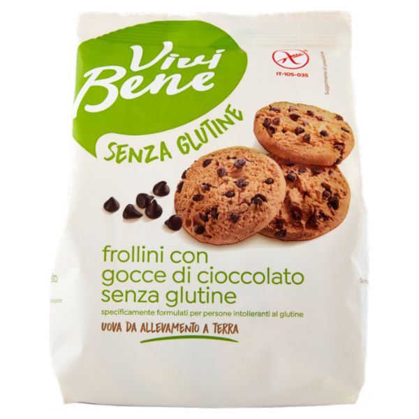 Vivi Bene Senza Glutine Frollini con Gocce di Cioccolato Senza Glutine 200 g