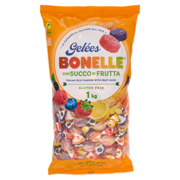 Bonelle Gelées con Succo di Frutta Arancia, Limone, Fragola, Mora 1 kg